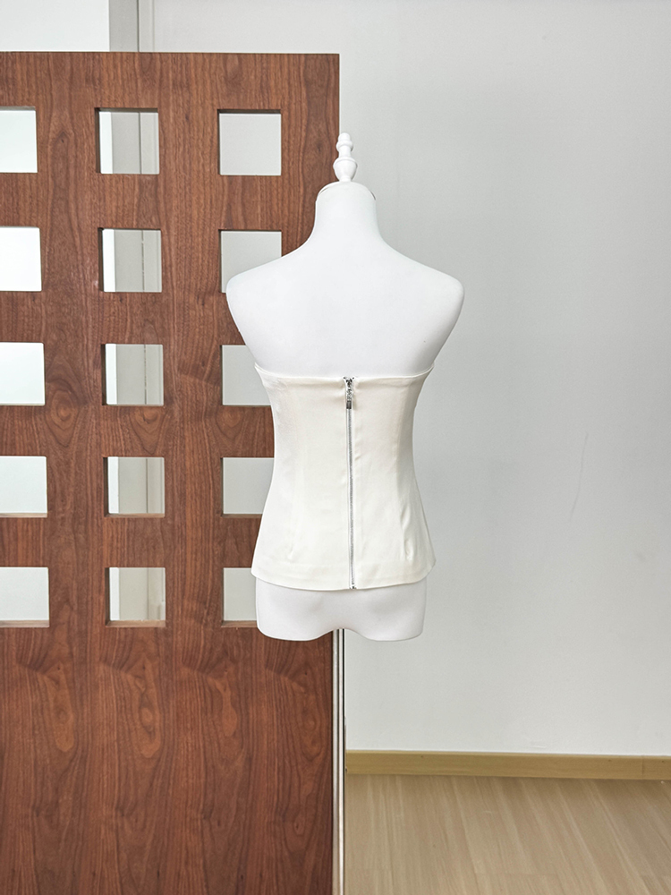 TWOTWINSTYLE Spliced diamond Asymmetrical Tunic Sexy Strapless Top