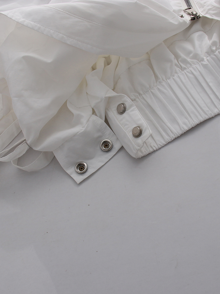 TWOTWINSTYLE Stand Collar Button Placket Drawstring Crop Fashion Jacket