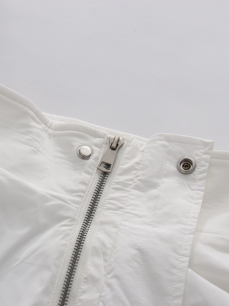 TWOTWINSTYLE Stand Collar Button Placket Drawstring Fashion Crop Jacket