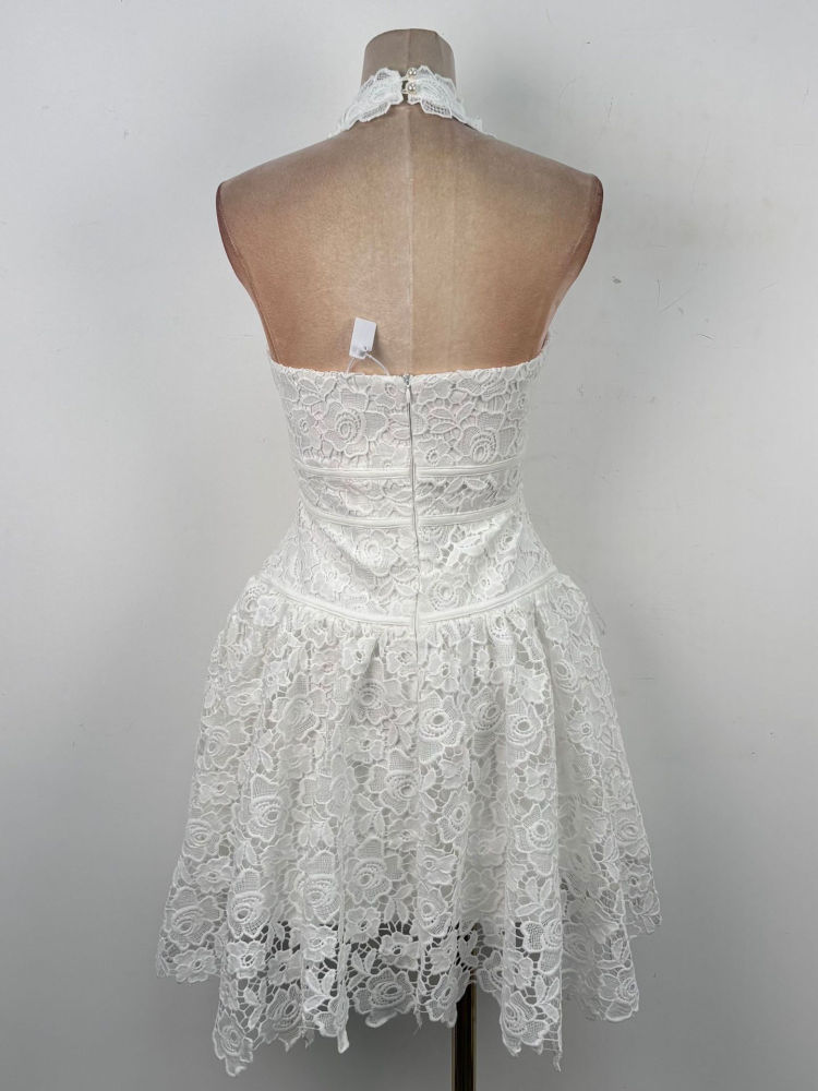 TWOTWINSTYLE Deep V Neck Off Shoulder Tunic Lace Designer Dress