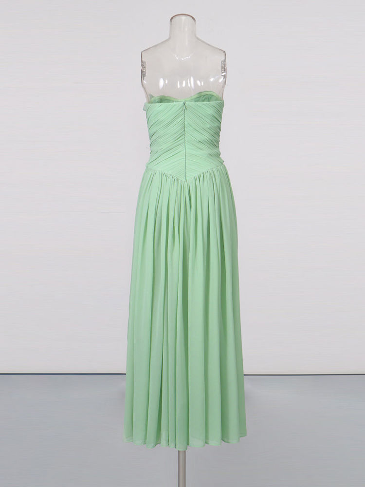 TWOTWINSTYLE Patchwork Appliques High Waist Strapless Dress