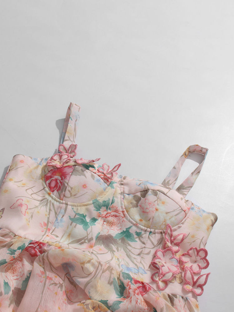 TWOTWINSTYLE Spliced Appliques Belt Tunic Elegant Print Dress