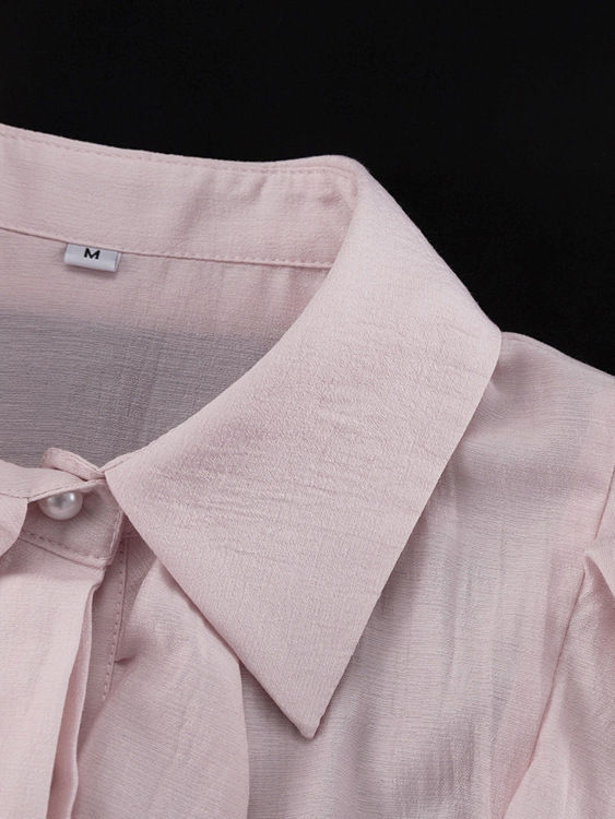 TWOTWINSTYLE Lapel Bell Sleeve Spliced Ruffles Tunic Elegant Dress