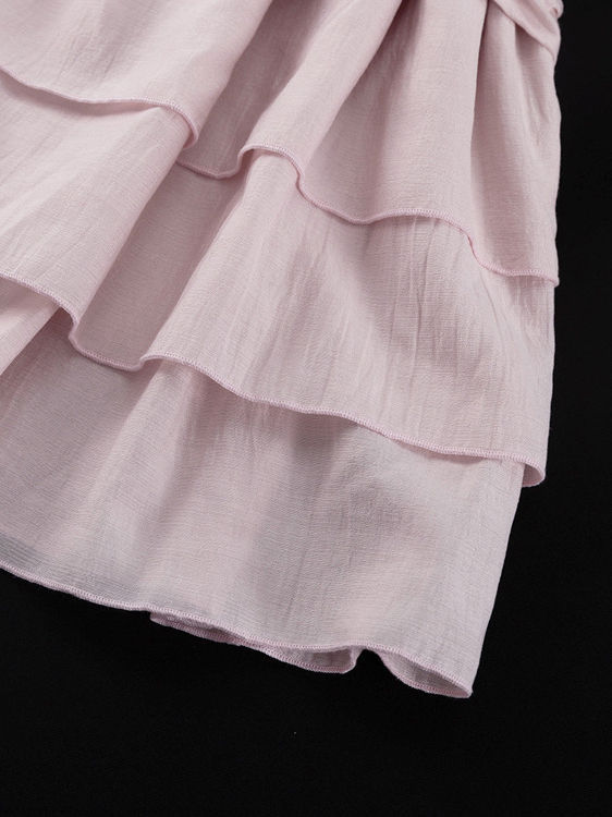 TWOTWINSTYLE Lapel Bell Sleeve Spliced Ruffles Tunic Elegant Dress