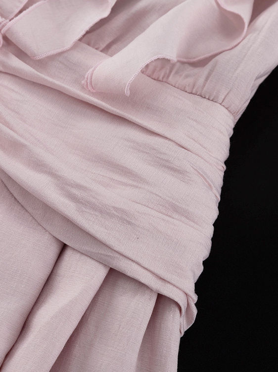 TWOTWINSTYLE Lapel Bell Sleeve Spliced Ruffles Tunic Elegant Dress