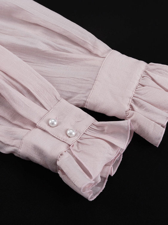 TWOTWINSTYLE Lapel Bell Sleeve Spliced Ruffles Tunic Elegant Dress