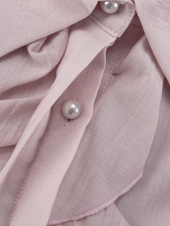 TWOTWINSTYLE Lapel Bell Sleeve Spliced Ruffles Tunic Elegant Dress