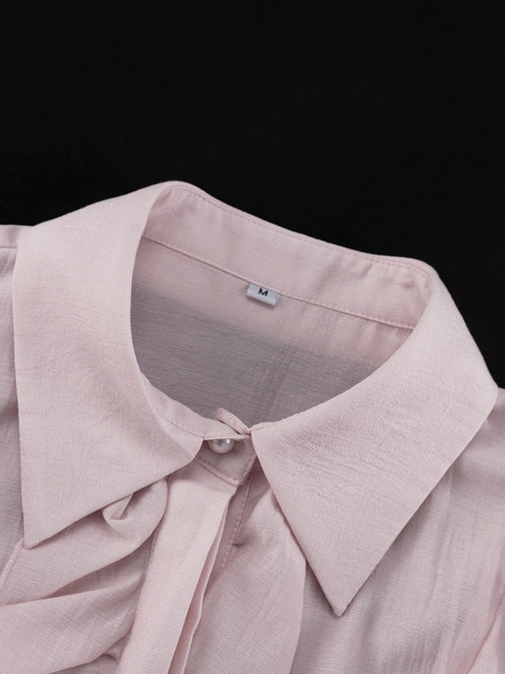 TWOTWINSTYLE Lapel Bell Sleeve Spliced Ruffles Tunic Elegant Dress