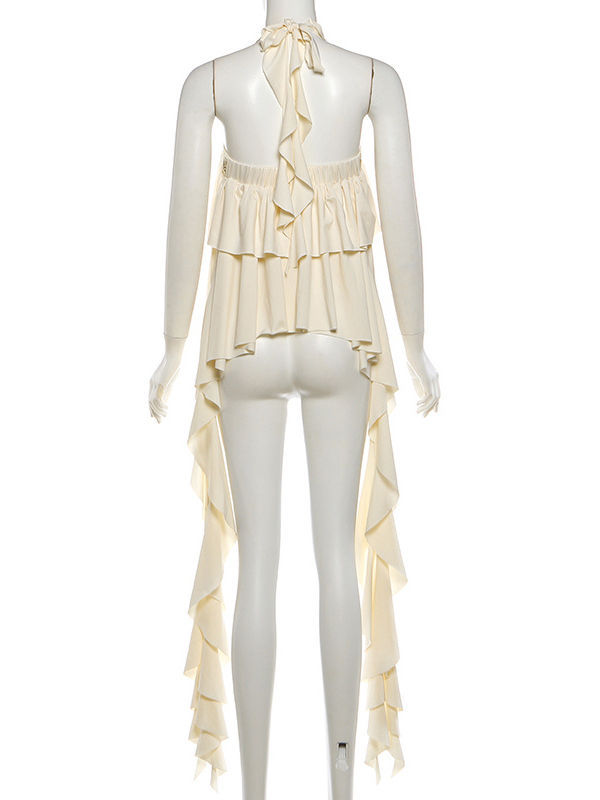 TWOTWINSTYLE Off Shoulder Irregular Hem Top High Waist Skirt Fashion Set