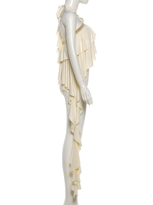 TWOTWINSTYLE Off Shoulder Irregular Hem Top High Waist Skirt Fashion Set