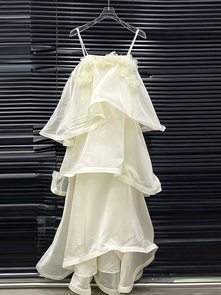 TWOTWINSTYLE Off Shoulder Patchwork 3D Flower Elegant Dress