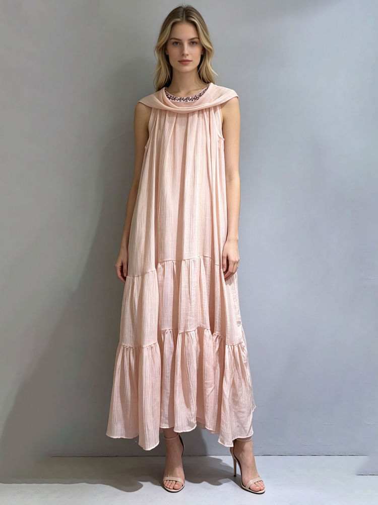 TWOTWINSTYLE Sleeveles Spliced Diamond Ruched Elegant Dress