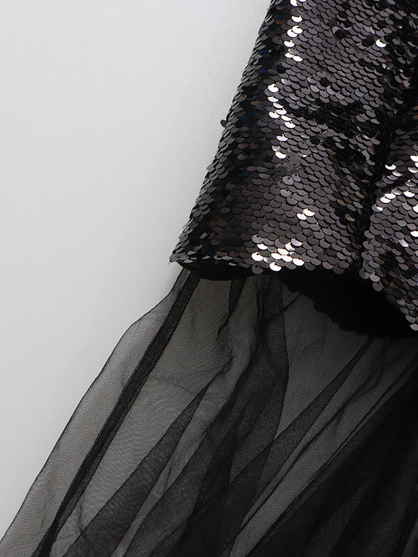 TWOTWINSTYLE Solid Cape Sleeve Tunic Spliced Mesh Maxi Dress