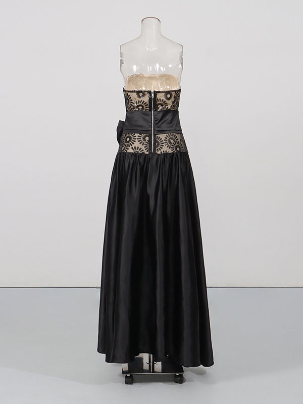 TWOTWINSTYLE Off Shoulder Spliced Bowknot High Waist Chic Dress
