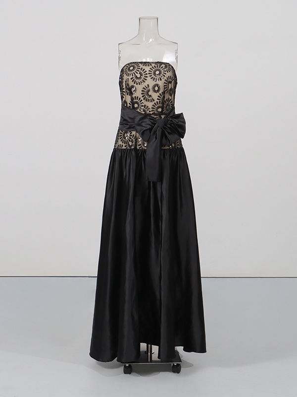 TWOTWINSTYLE Off Shoulder Spliced Bowknot High Waist Chic Dress