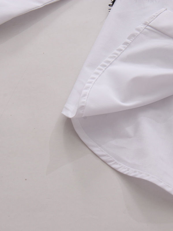 TWOTWINSTYLE Lapel Colorblock Spliced Lace Temperament Shirt