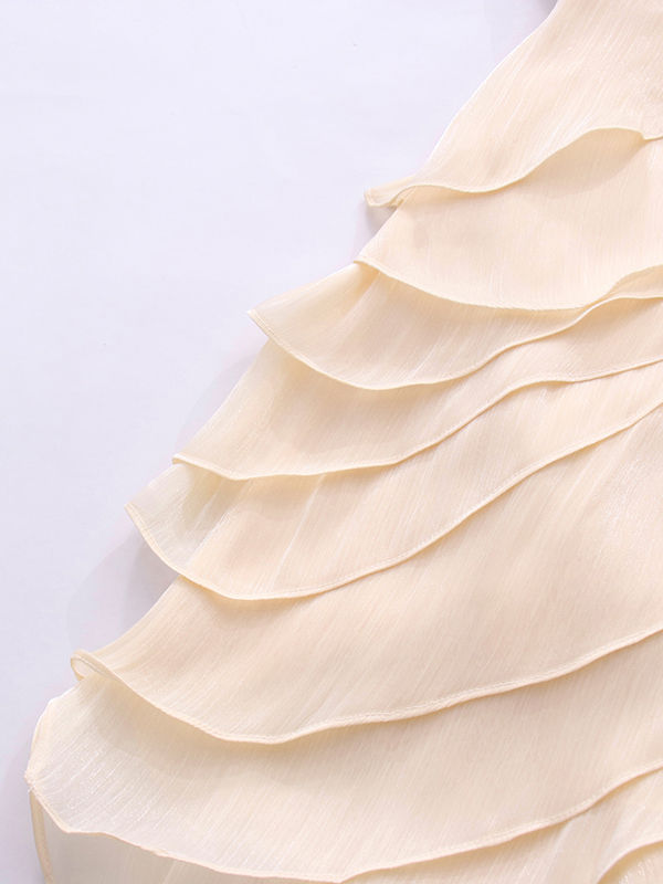 TWOTWINSTYLE Off One Shoulder Patchwork Ruffles Irregular Hem Designer Dress