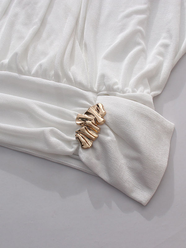TWOTWINSTYLE Hollow Out Spliced Metal Decoration High Waist Designer T Shirt