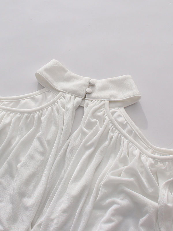 TWOTWINSTYLE Hollow Out Spliced Metal Decoration High Waist Designer T Shirt