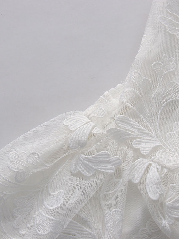 TWOTWINSTYLE Off Shoulder Patchwork Appliques Elegant Mini Dress