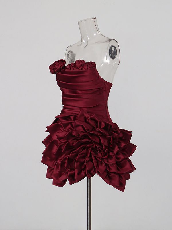 TWOTWINSTYLE Off Shoulder Patchwork Flower Asymmetrical Chic Dress