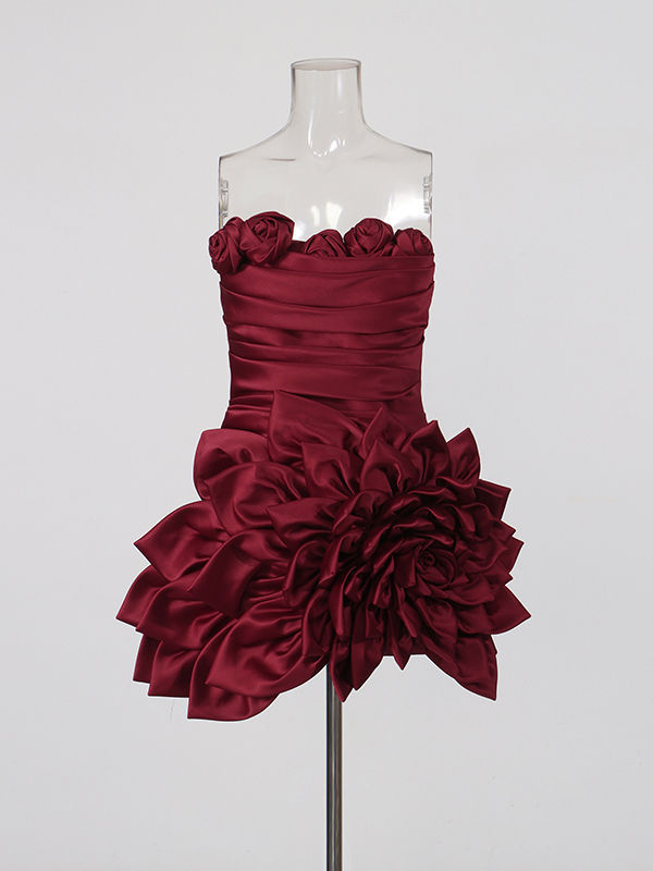 TWOTWINSTYLE Off Shoulder Patchwork Flower Asymmetrical Chic Dress