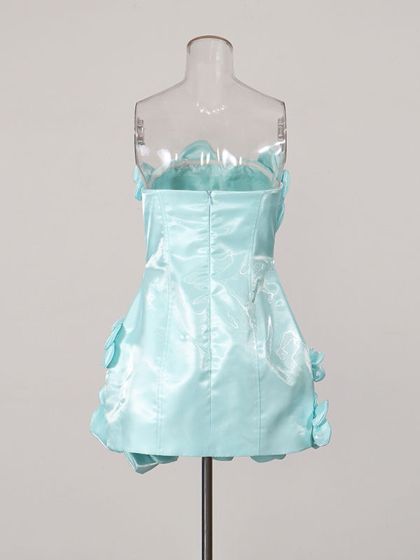 TWOTWINSTYLE Patchwork Pearl Tunic Elegant Strapless Dress