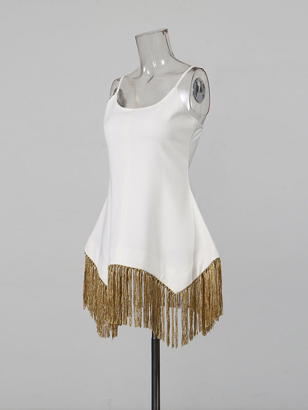 TWOTWINSTYLE Sleeveles Tunic Patchwork Tassel Chic Vest