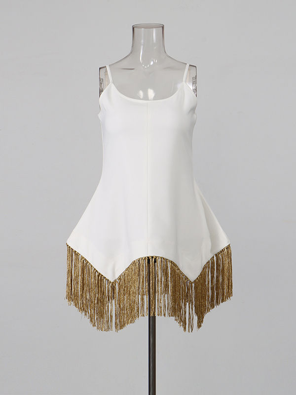 TWOTWINSTYLE Sleeveles Tunic Patchwork Tassel Chic Vest