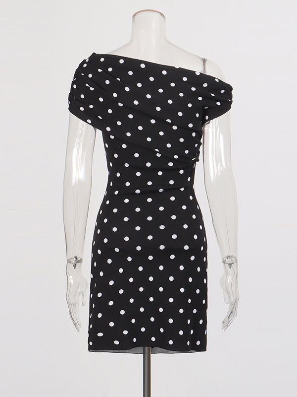 TWOTWINSTYLE Off One Shoulder Wave Point Designer Dress