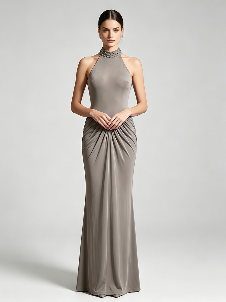 TWOTWINSTYLE Embroidered Flares Stand Collar Off Shoulder Tunic Vintage Maxi Dress