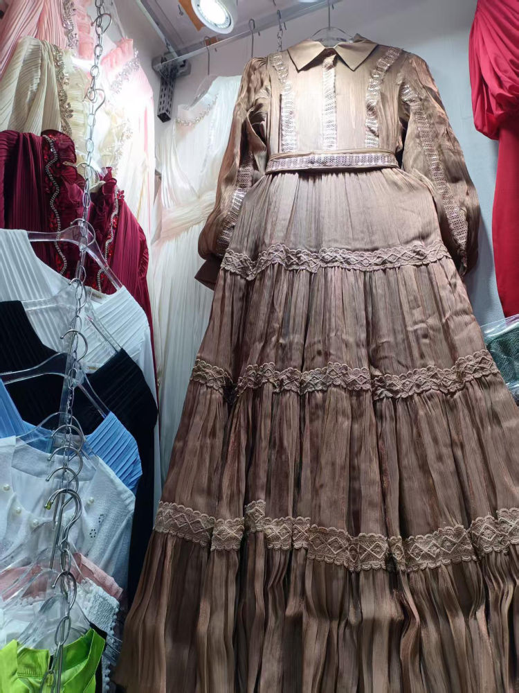 TWOTWINSTYLE Lapel Patchwork Lace Up Vintage Dress