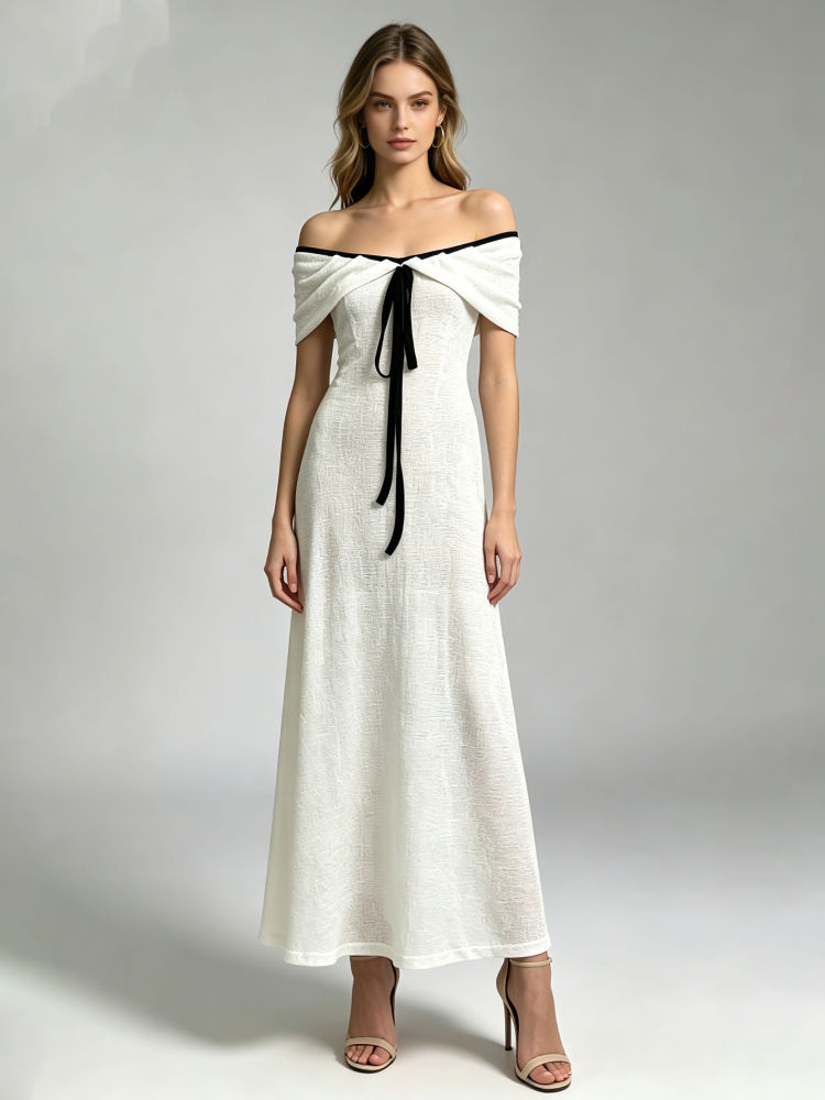 TWOTWINSTYLE Off Shoulder Patchwork Lace Up Tunic Designer Dress