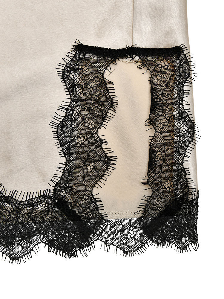 TWOTWINSTYLE Off Shoulder Spliced Lace Tunic Side Split Sexy Dress