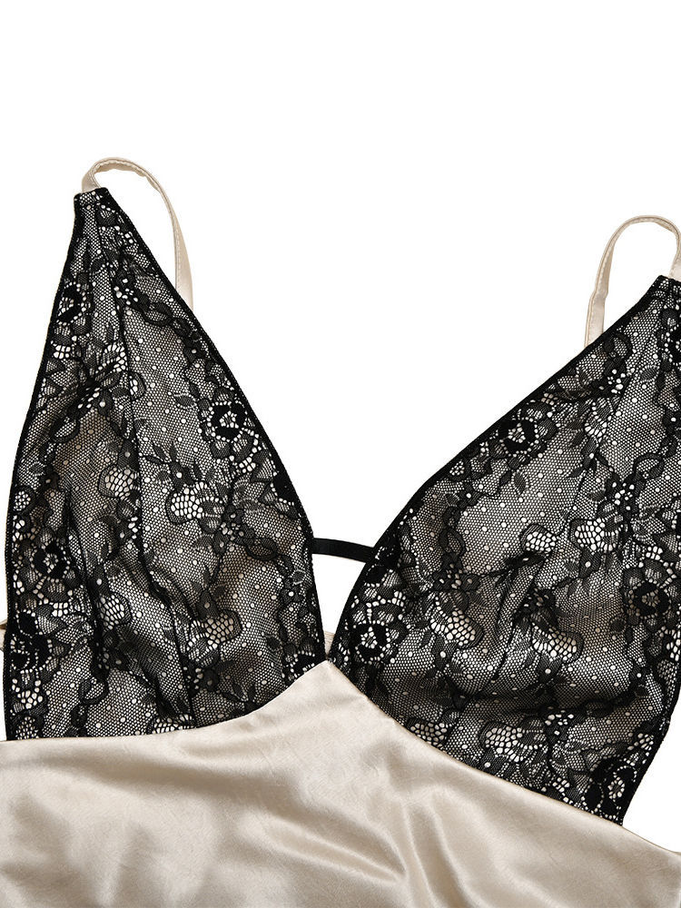 TWOTWINSTYLE Off Shoulder Spliced Lace Tunic Side Split Sexy Dress