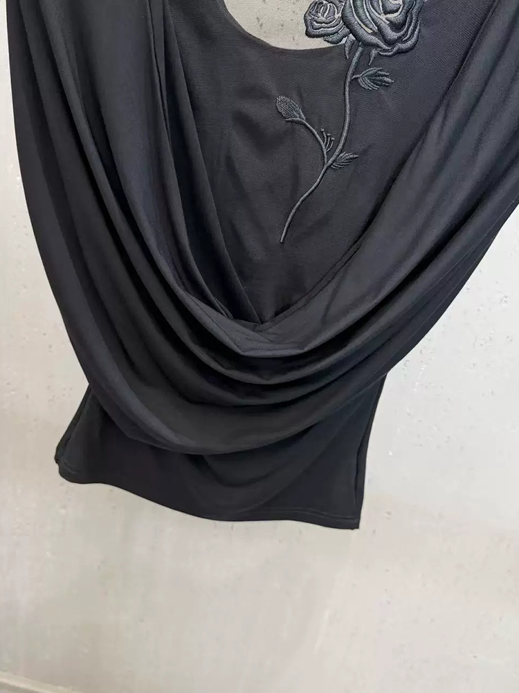 TWOTWINSTYLE Patchwork Embroidery Mesh Sleeveless Chic Top