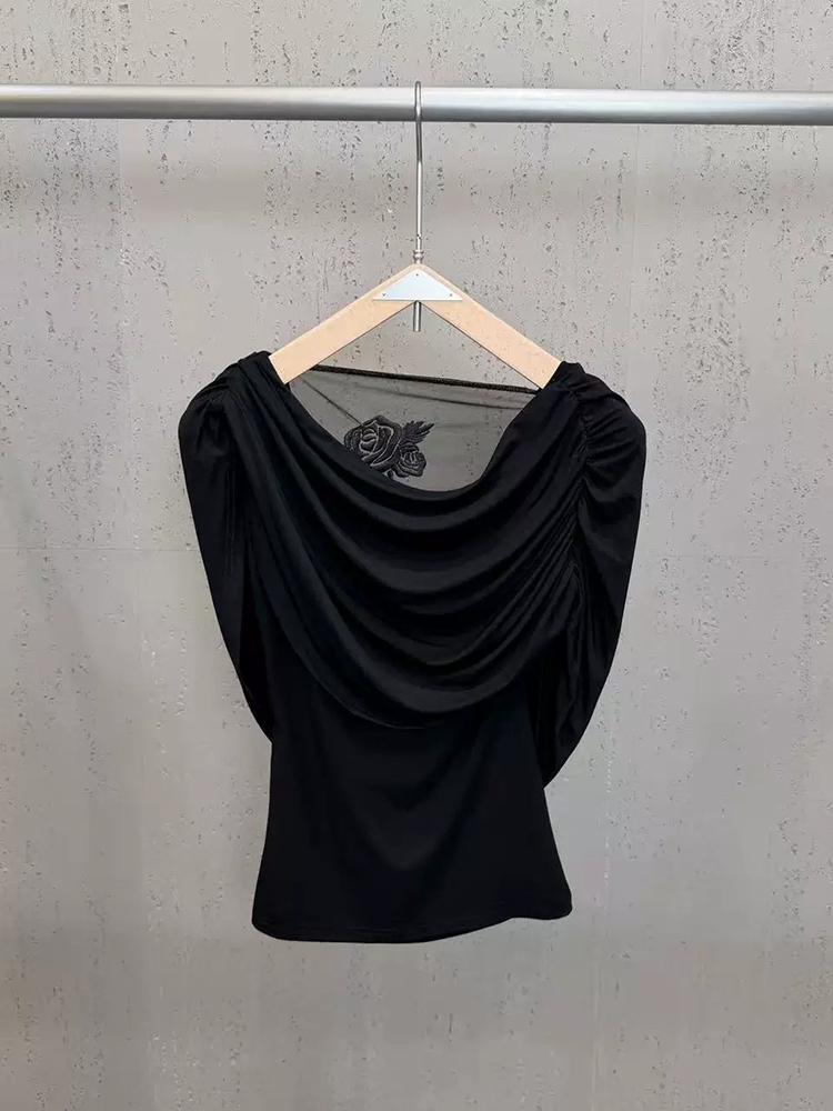 TWOTWINSTYLE Patchwork Embroidery Mesh Sleeveless Chic Top