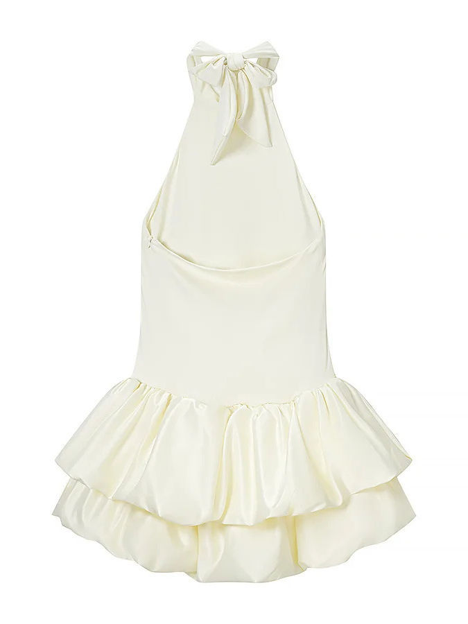 TWOTWINSTYLE Solid Stand Collar High Waist Pleated Chic Dress