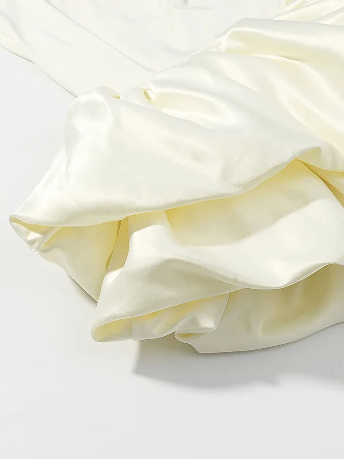 TWOTWINSTYLE Solid Stand Collar High Waist Pleated Chic Dress