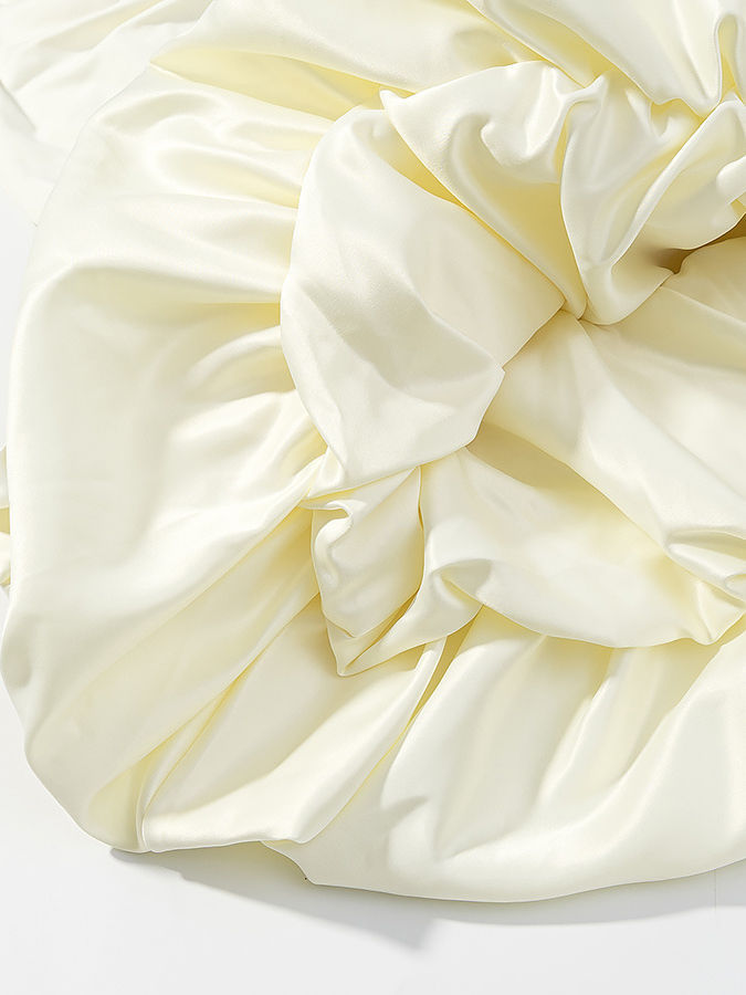 TWOTWINSTYLE Solid Stand Collar High Waist Pleated Chic Dress