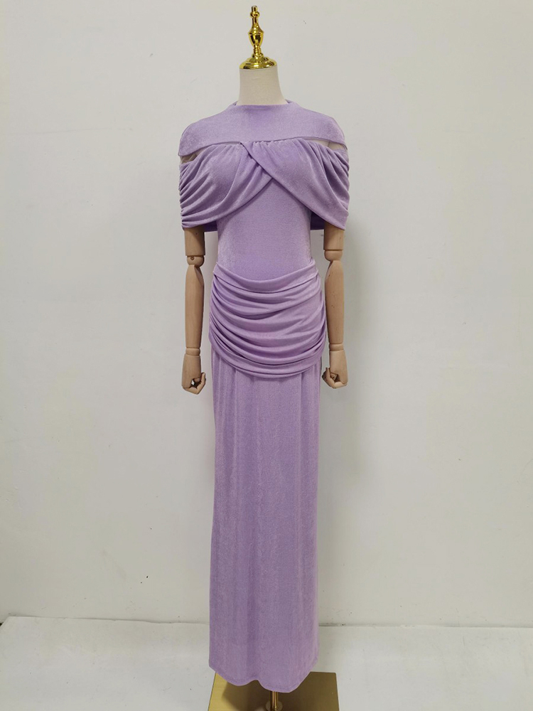 TWOTWINSTYLE Hollow Out High Waist Spliced Ruched Designer Dress
