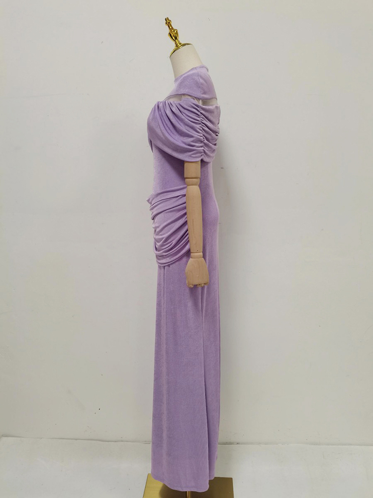 TWOTWINSTYLE Hollow Out High Waist Spliced Ruched Designer Dress
