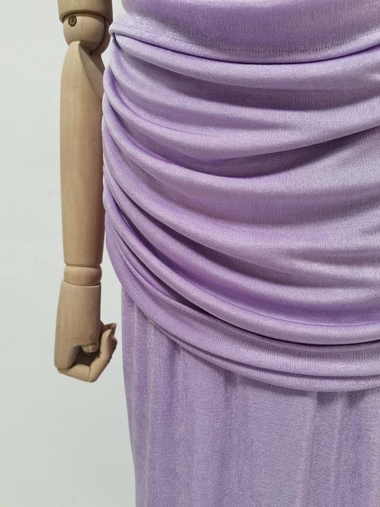TWOTWINSTYLE Hollow Out High Waist Spliced Ruched Designer Dress