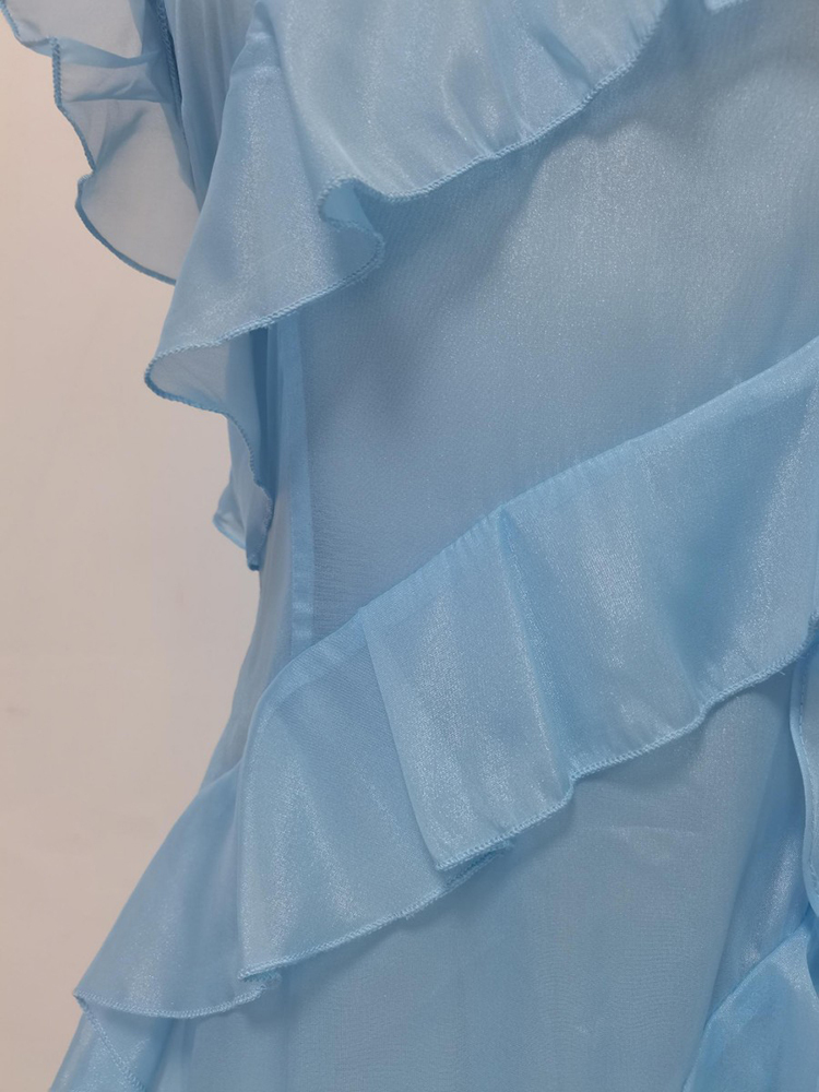 TWOTWINSTYLE Off Shoulder Spliced Ruffles Irregular Hem Chic Dress