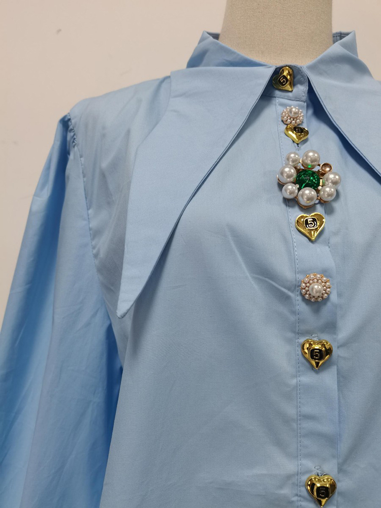 TWOTWINSTYLE Lapel Patchwork Button Casual Shirt