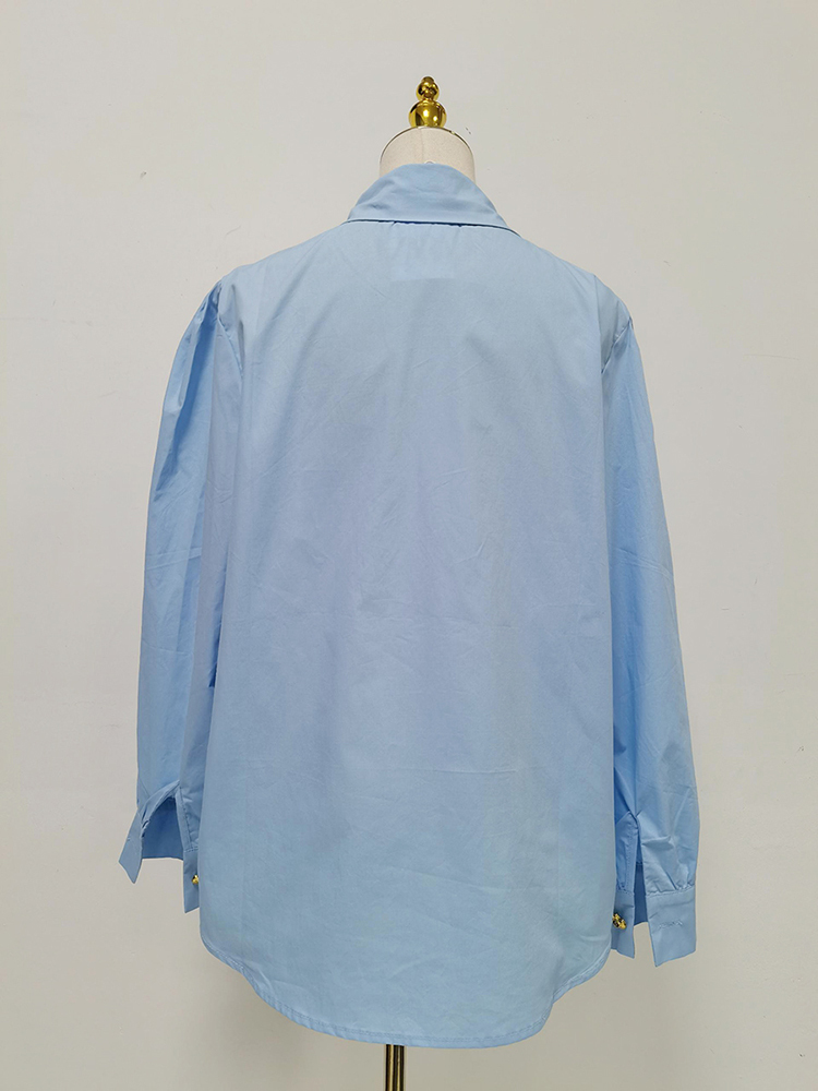 TWOTWINSTYLE Lapel Patchwork Button Casual Shirt