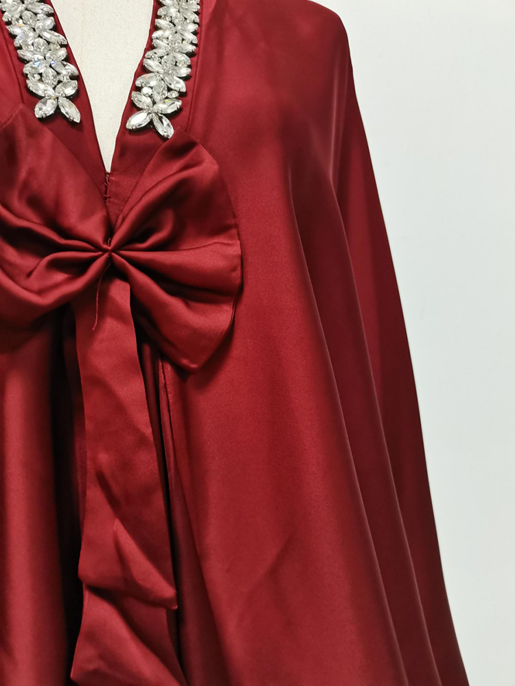 TWOTWINSTYLE V Neck Irregular Hem Patchwork Diamond Vintage Dress