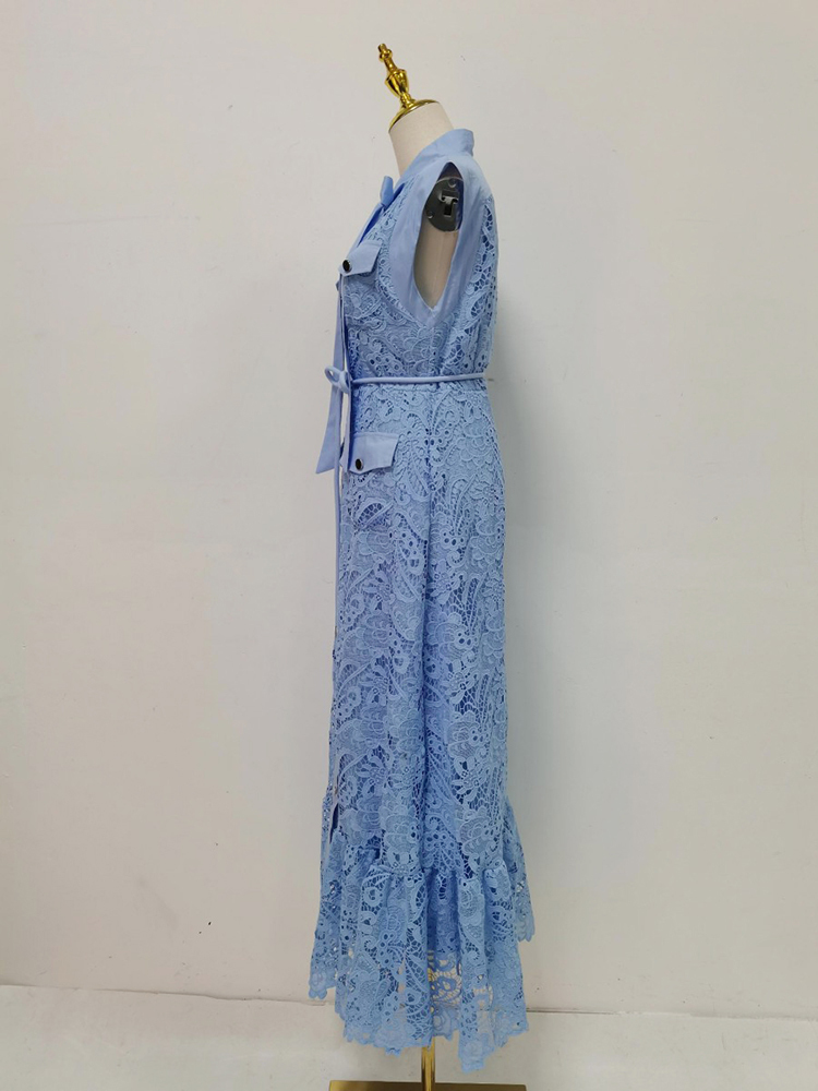 TWOTWINSTYLE Solid Sleeveles Patchwork Bowknot Fashion Dress