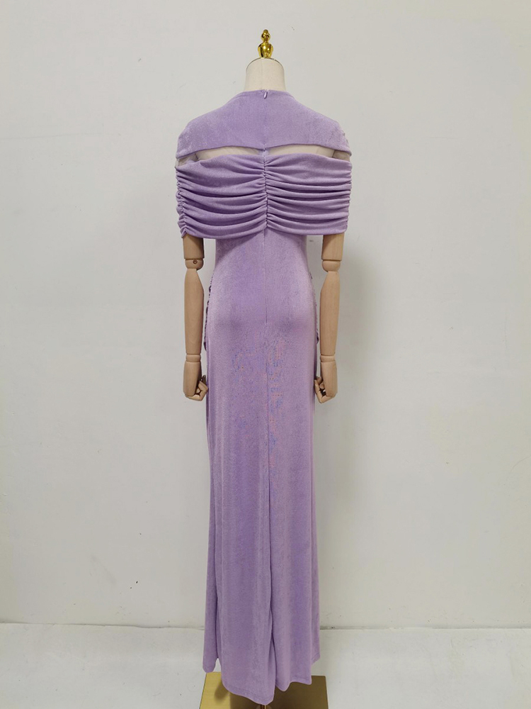 TWOTWINSTYLE Hollow Out High Waist Spliced Ruched Designer Dress