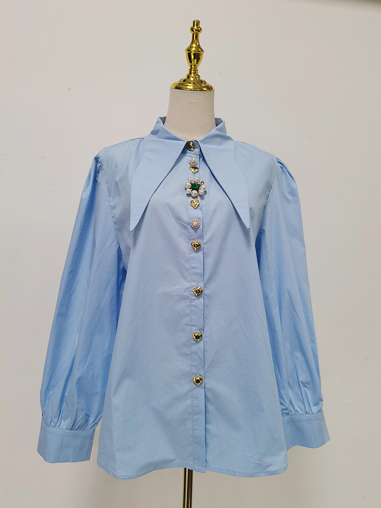 TWOTWINSTYLE Lapel Patchwork Button Casual Shirt